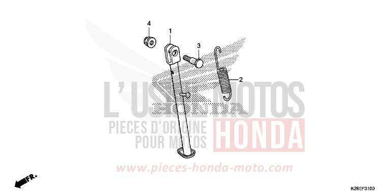 BEQUILLE LATERALE de CRF125F "Petites Roues" EXTREME RED (R292) de 2022